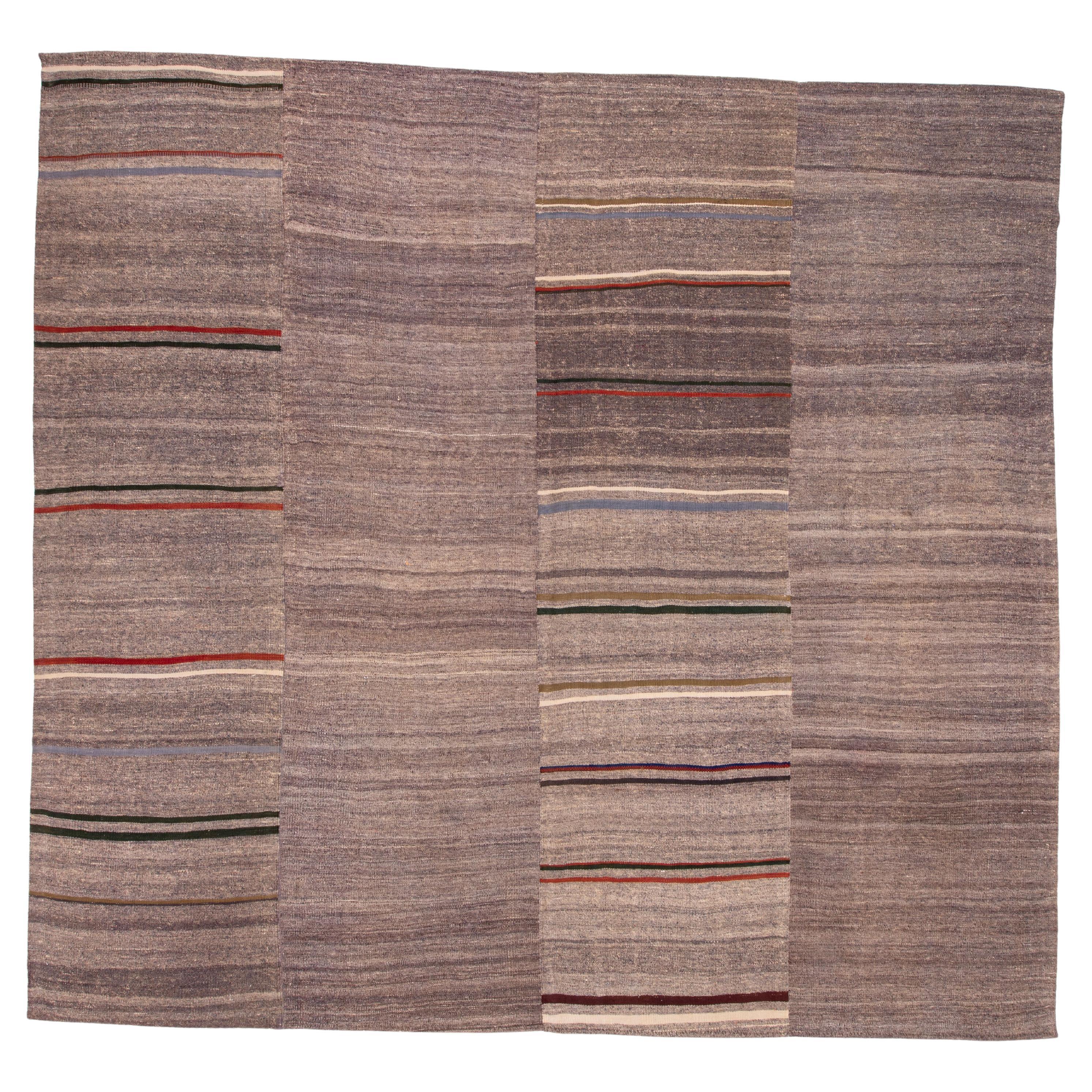 Large Gray Kilim from Central Anatolia, Turkey, 1960s For Sale
