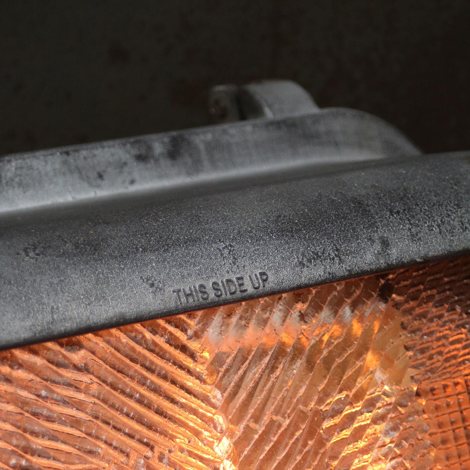 20th Century Large Gray Metal Cut Glass Sconce Wall Floor Light by Holophane, France For Sale