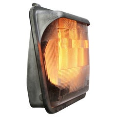 Large Gray Metal Cut Glass Sconce Wall Floor Light by Holophane, France