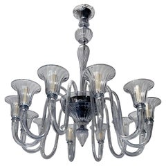 Antique Large Grey Murano Glass Chandelier