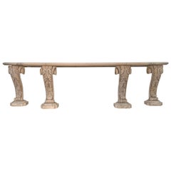 Large Gray Painted and Limestone Console Table