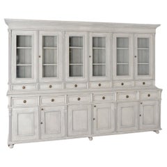 Large Gray Painted Bookcase Display Cabinet, Hungary