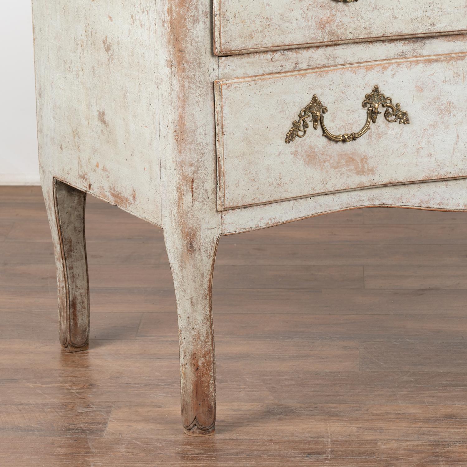 Brass Large Gray Painted Commode, Italy circa 1800 For Sale