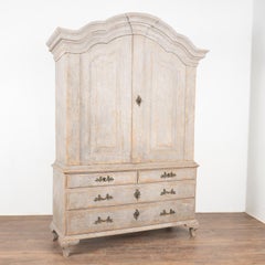 Large Gray Painted Pine Swedish Cabinet, circa 1770-1800