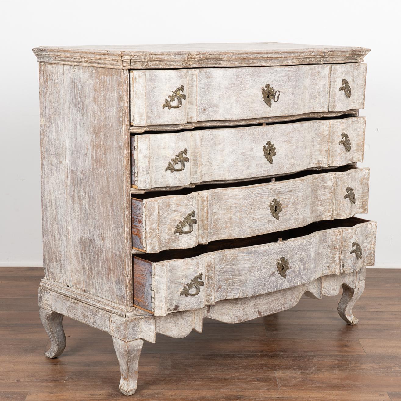 Swedish Large Gray Rococo Chest of Four Drawers, Sweden circa 1760-80 For Sale
