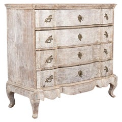 Antique Large Gray Rococo Chest of Four Drawers, Sweden circa 1760-80