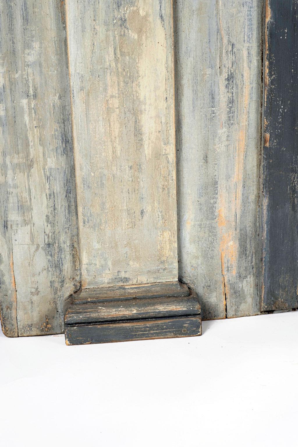 Neoclassical Large Grayish-Blue Painted Trumeau Mirror For Sale