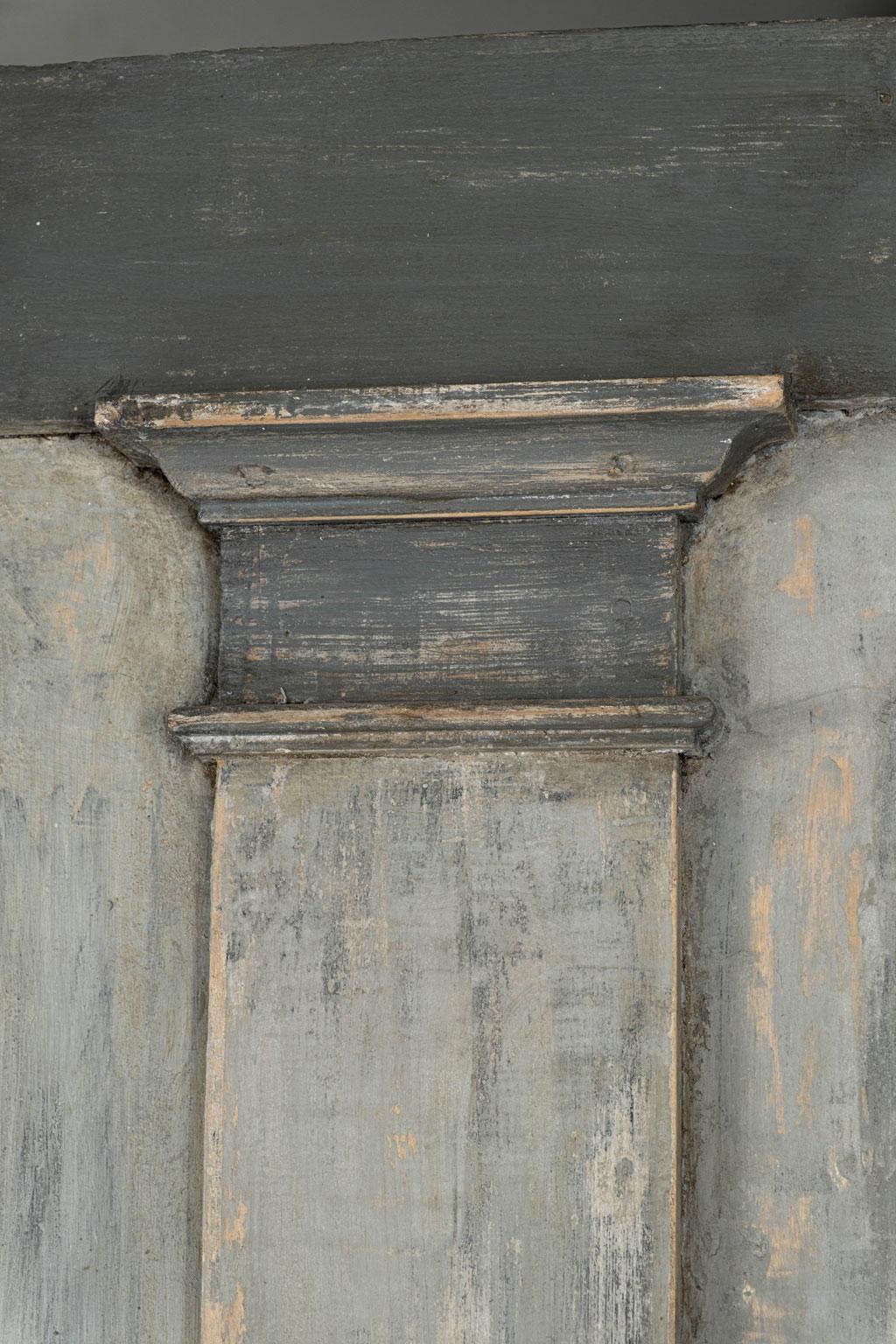 19th Century Large Grayish-Blue Painted Trumeau Mirror For Sale
