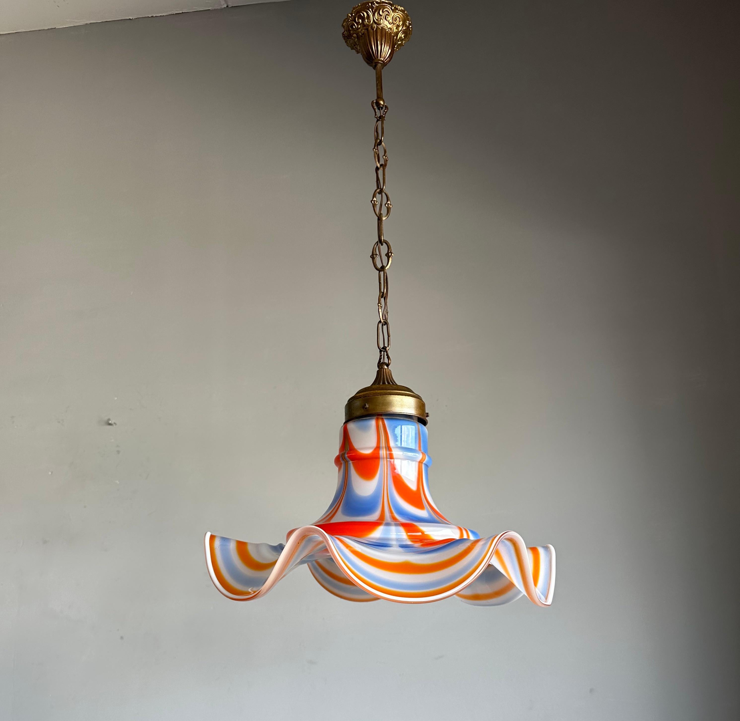Large & Great Shape Venetian Murano of Mouthblown Colorful Glass Pendant Light For Sale 8