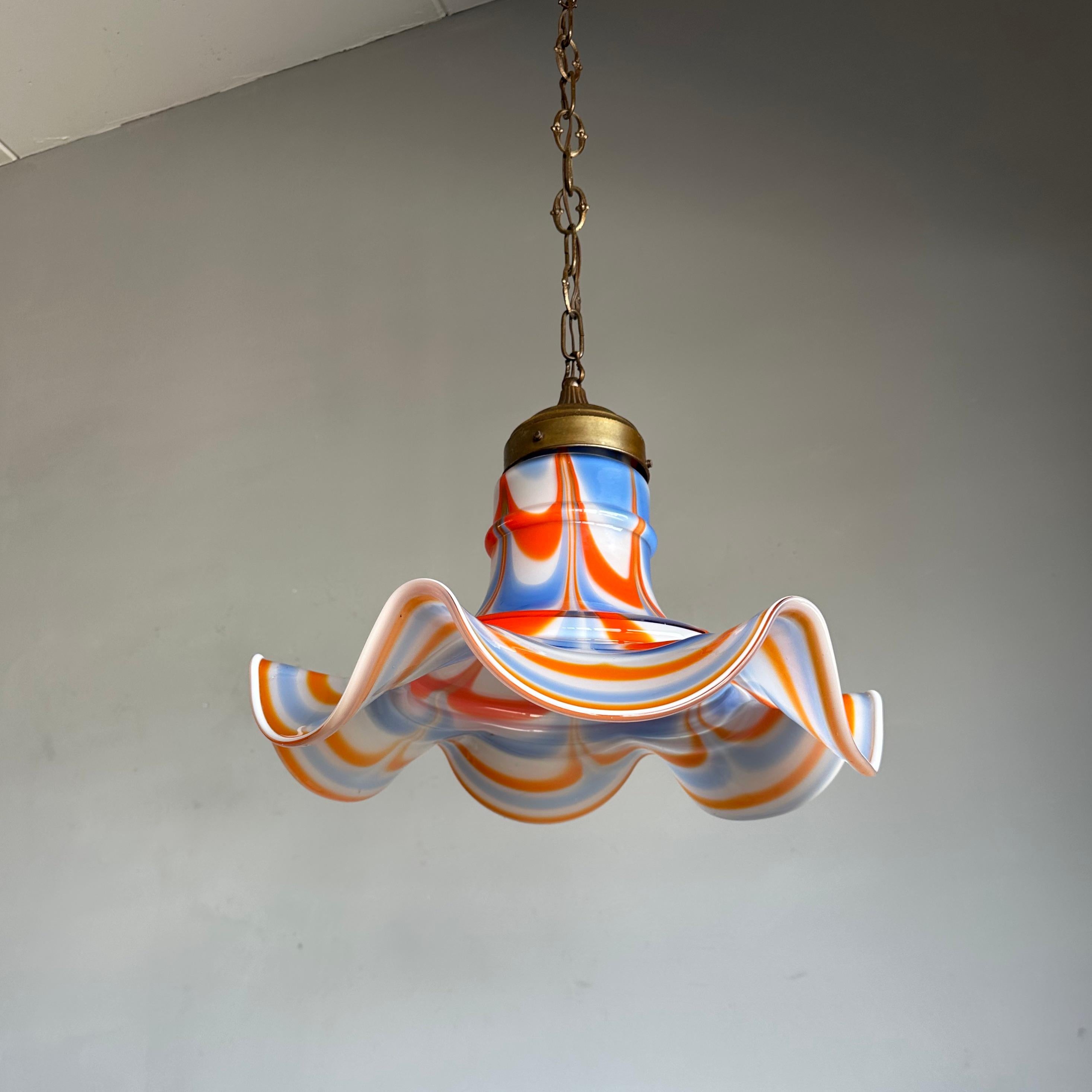 Large & Great Shape Venetian Murano of Mouthblown Colorful Glass Pendant Light For Sale 10