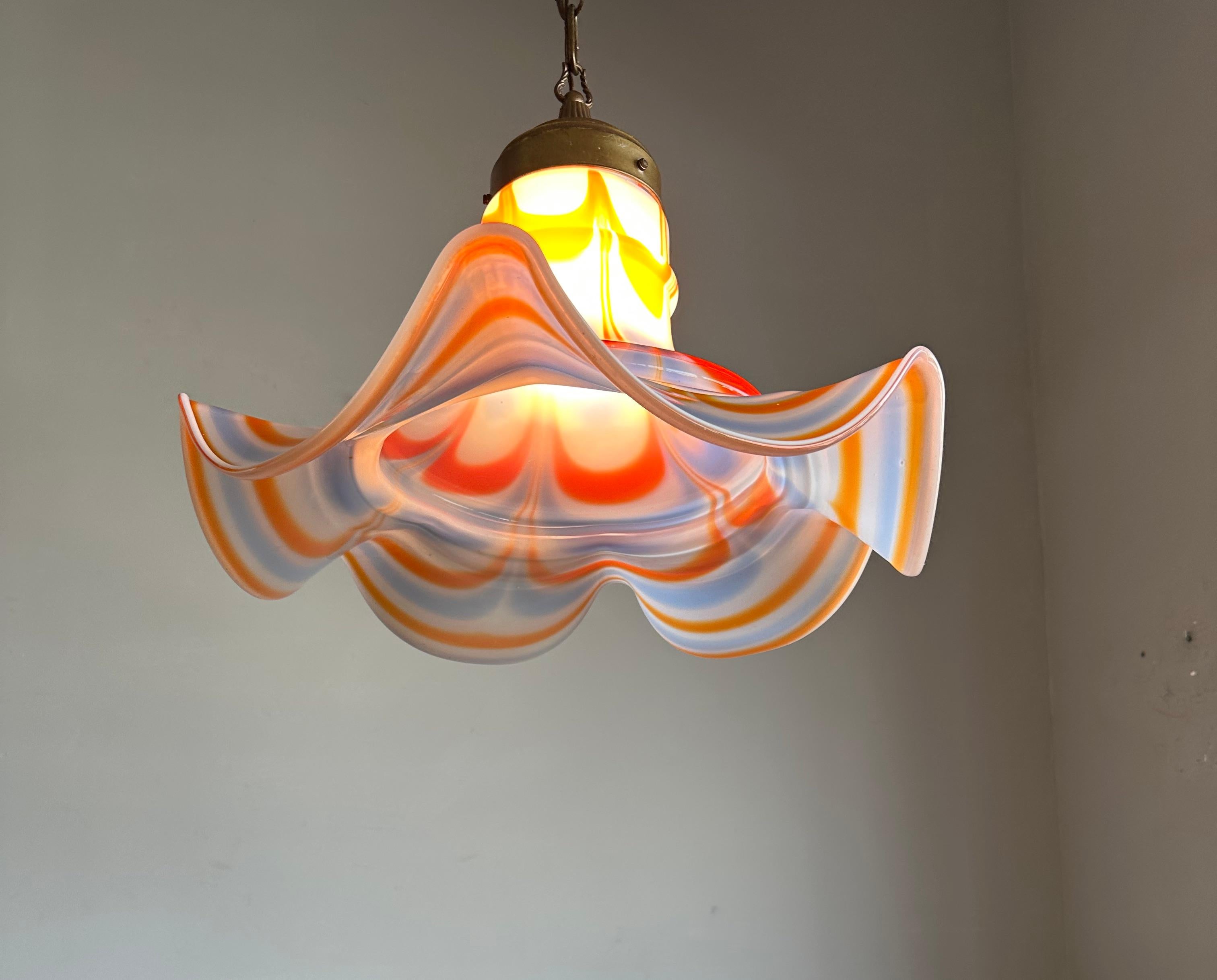 Hand-Crafted Large & Great Shape Venetian Murano of Mouthblown Colorful Glass Pendant Light For Sale