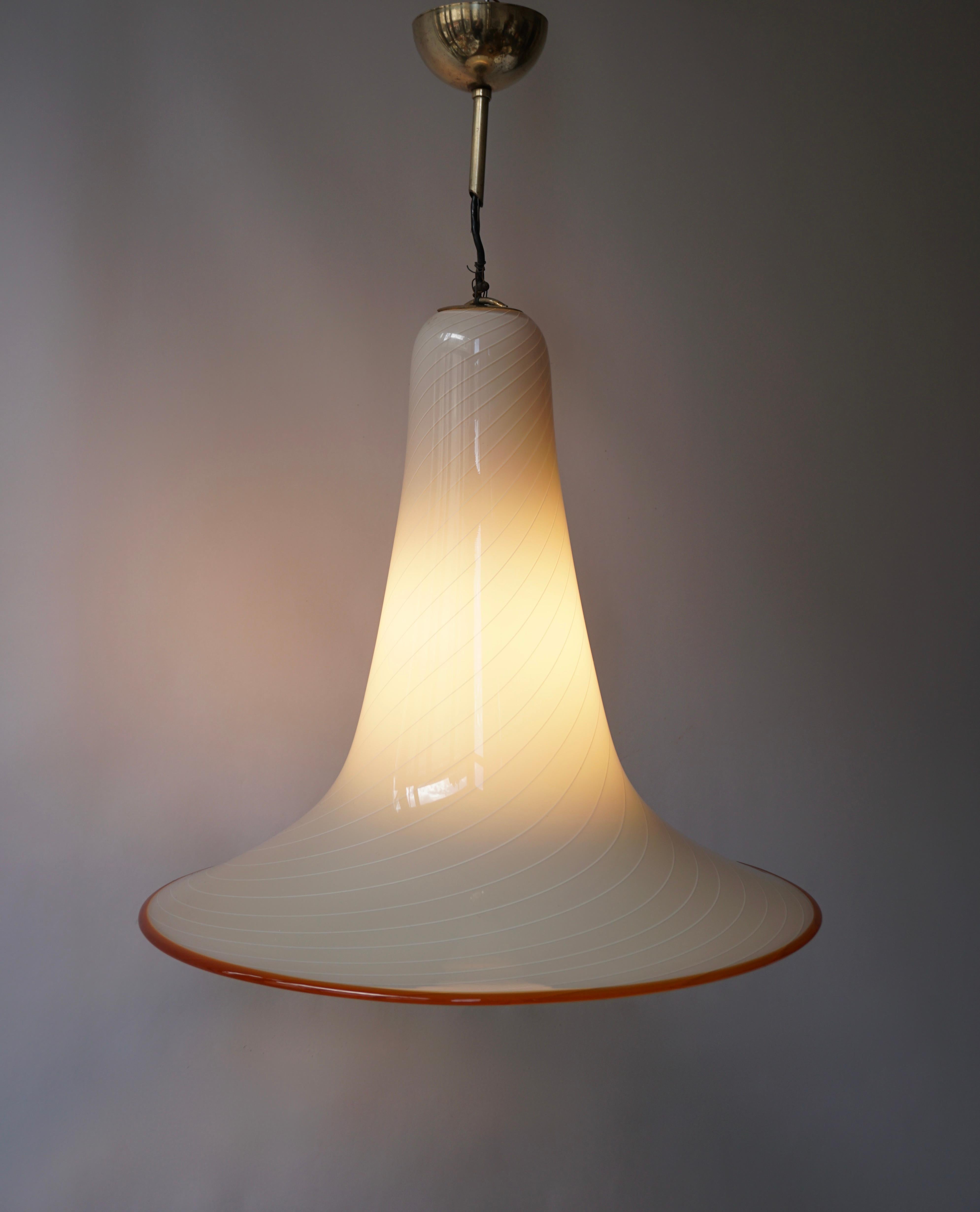 Effetre Murano Glass Trumpet Pendant Lamp Attributed to Lino Tagliapietra 8