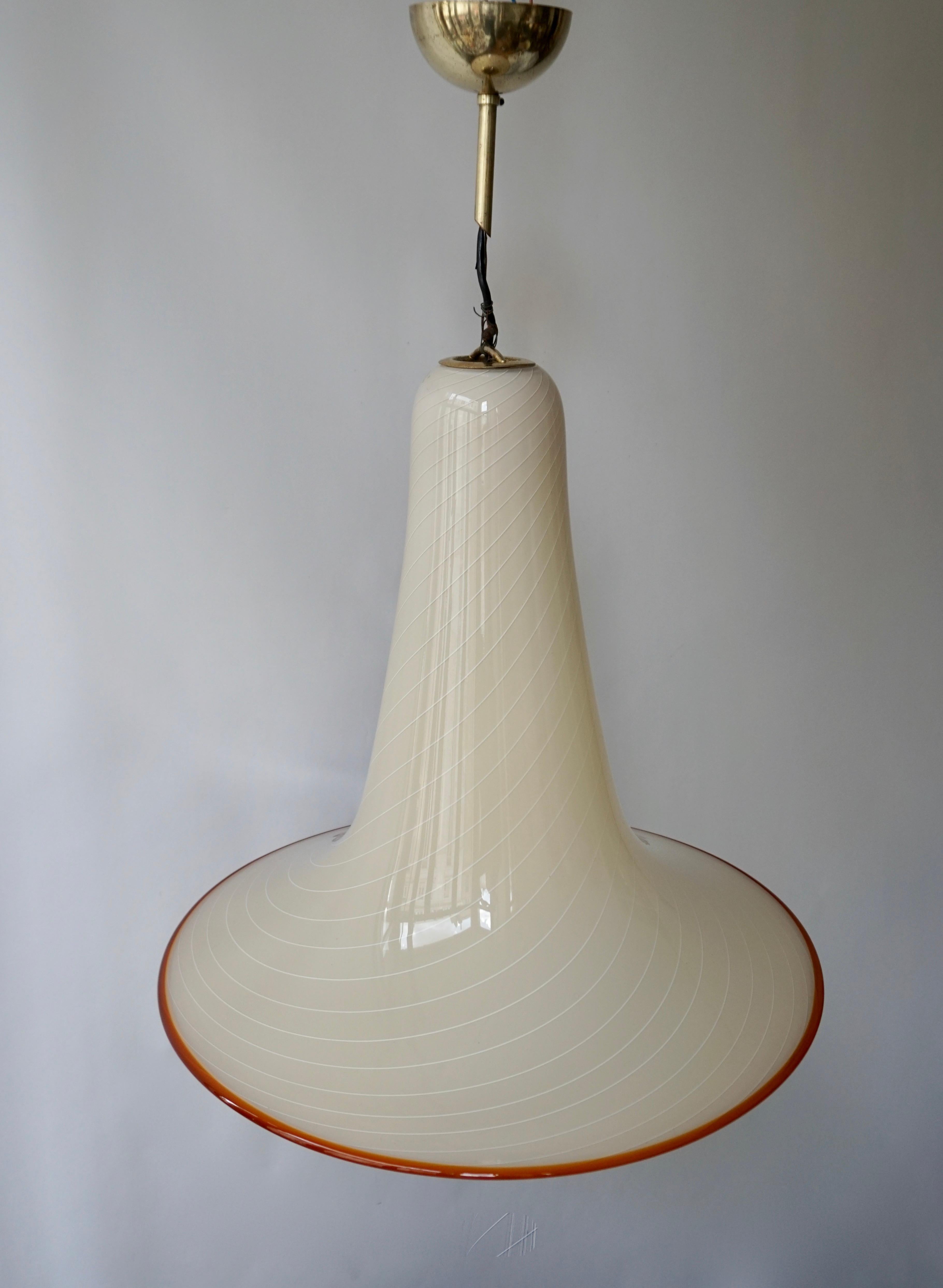 20th Century Effetre Murano Glass Trumpet Pendant Lamp Attributed to Lino Tagliapietra
