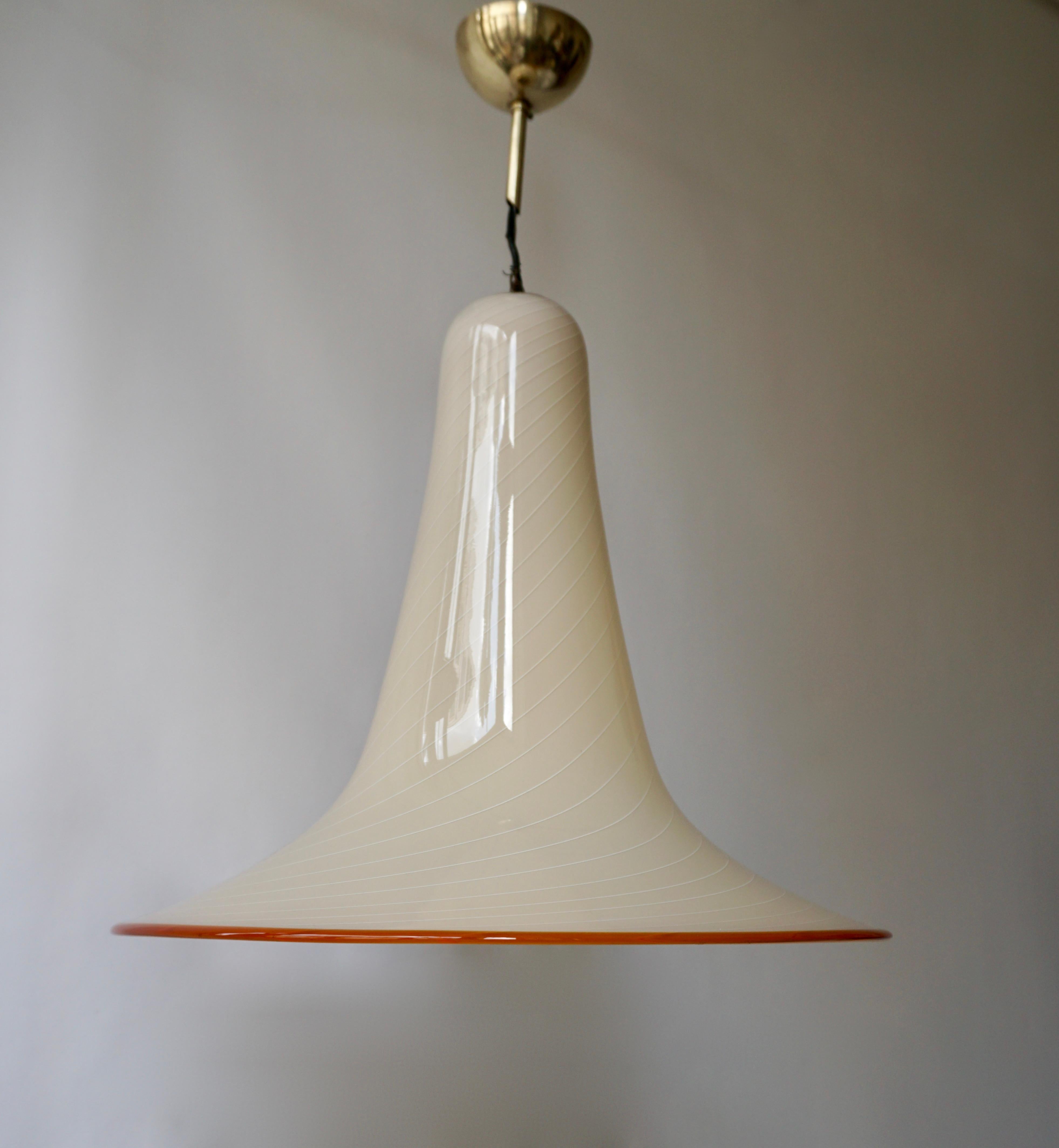 Effetre Murano Glass Trumpet Pendant Lamp Attributed to Lino Tagliapietra 1