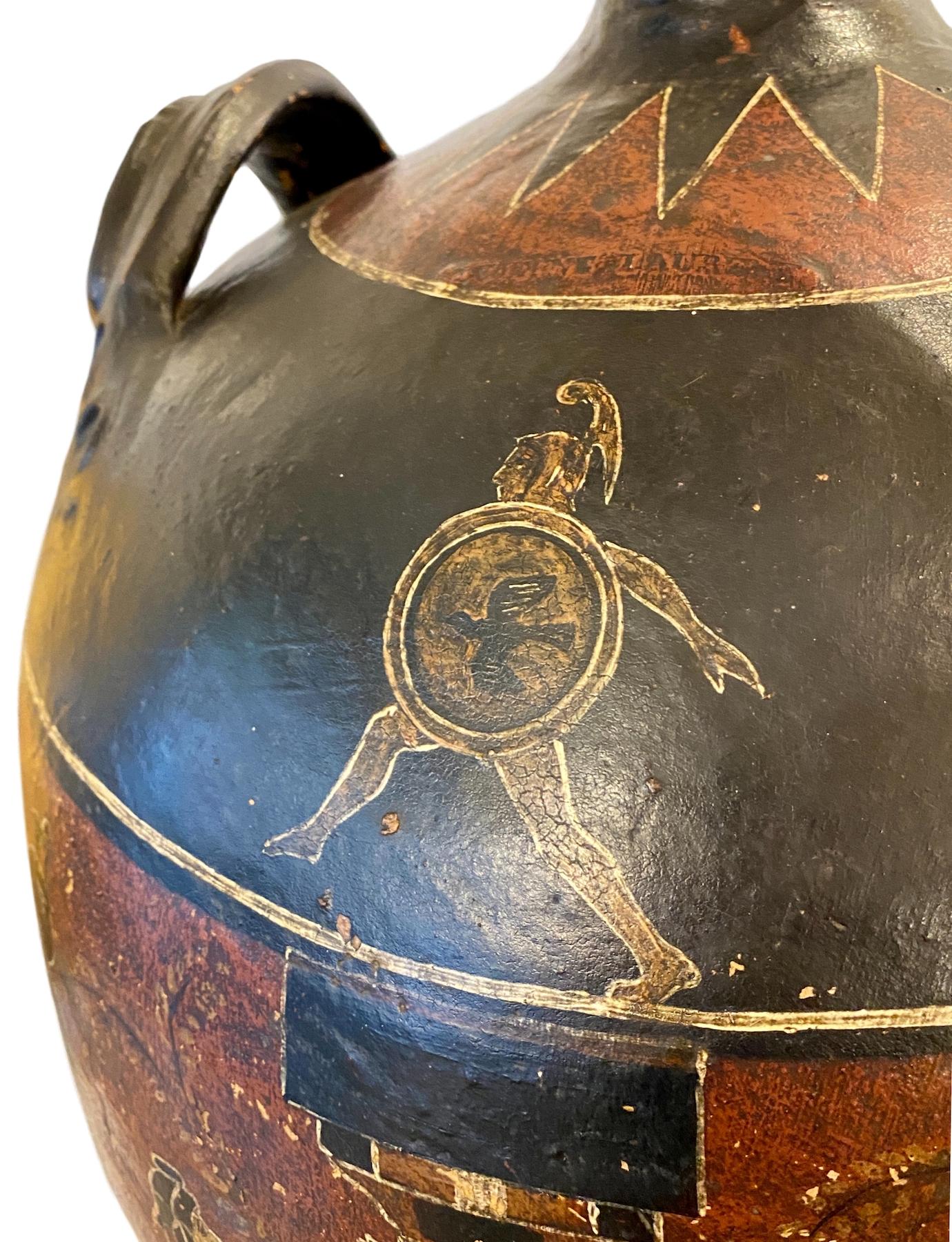 Hand-Painted Large Greek Amphora Table Lamp For Sale