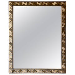 Large Greek Key Mirror in Gold Leaf and Black, circa 1940s