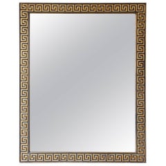 Large Greek Key Mirror in Gold Leaf and Black, circa 1940s