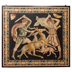 Used Large Greek Mosaic Wall Art Depicting The Stag Hunt