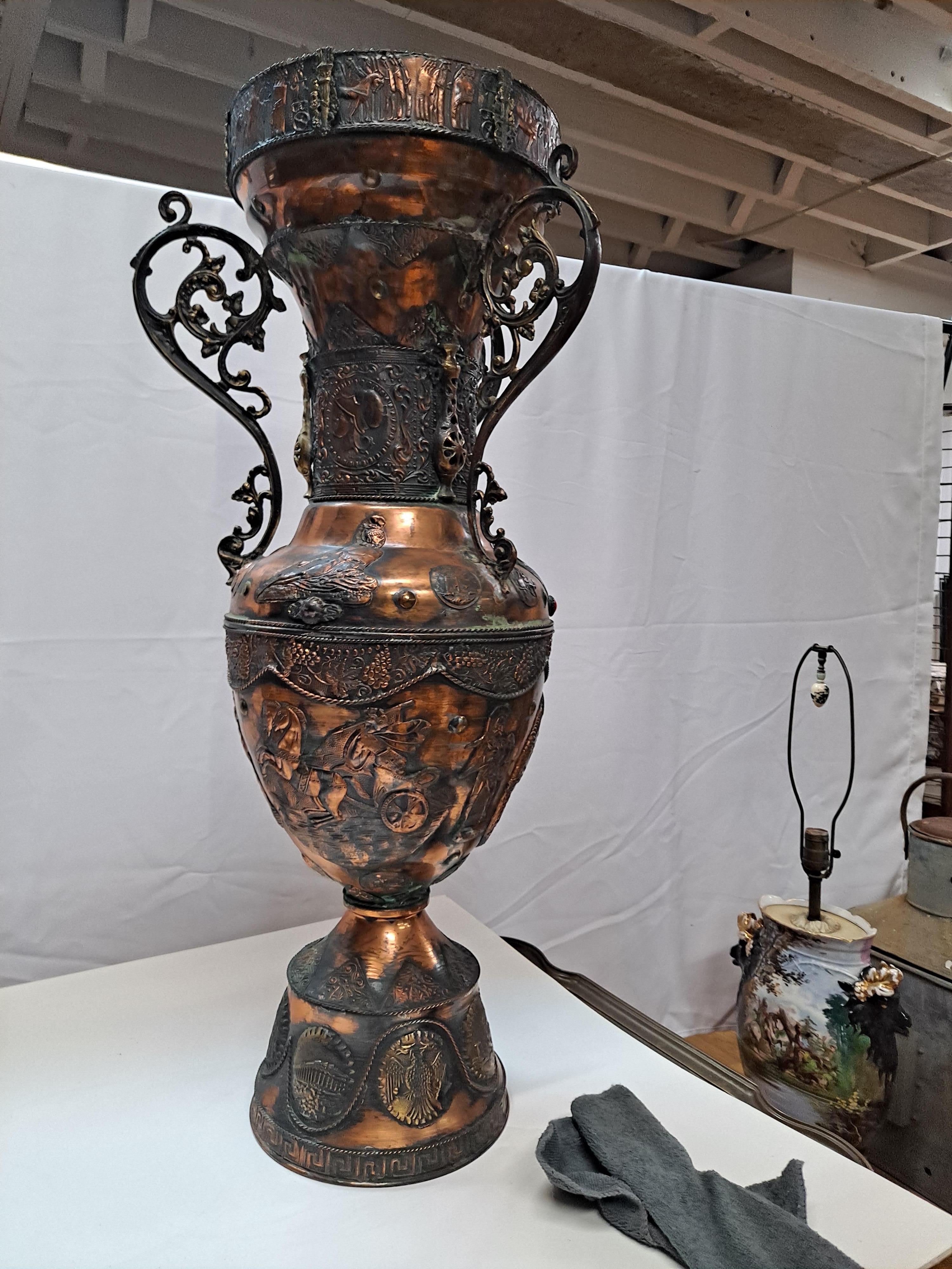 19th Century Large Greek Revival Copper Urn For Sale