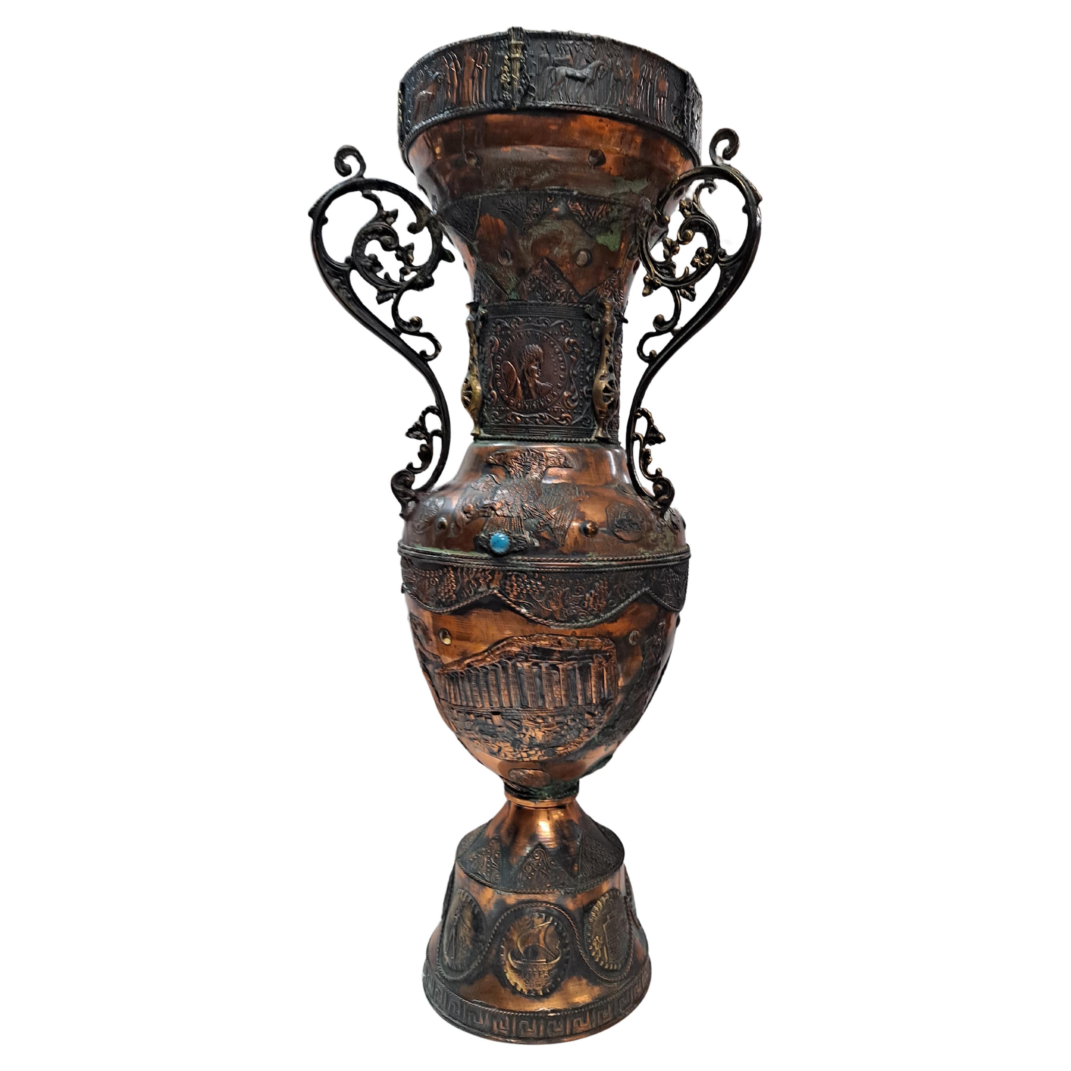 Large Greek Revival Copper Urn For Sale