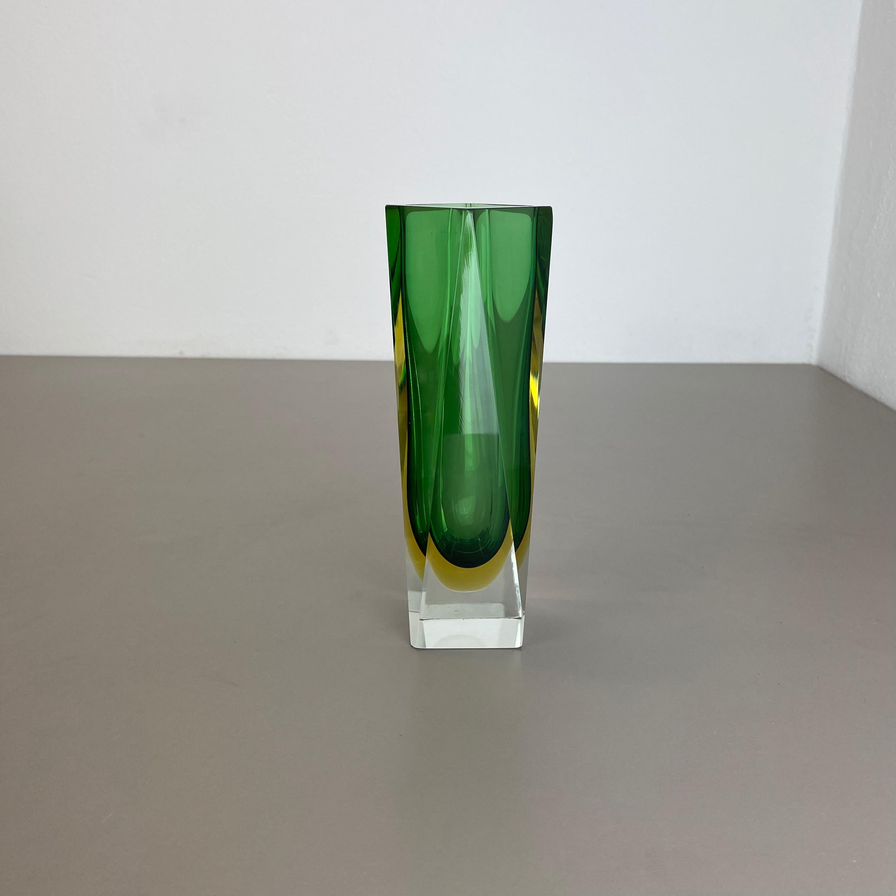 Article:

Murano glass vase


Origin:

Murano, Italy


Design:

Flavio Poli attributed.


Decade:

1970s



This original vintage glass vases was designed by Flavio Poli attributed and produced in the 1970s in Murano, Italy. It is made in Sommerso