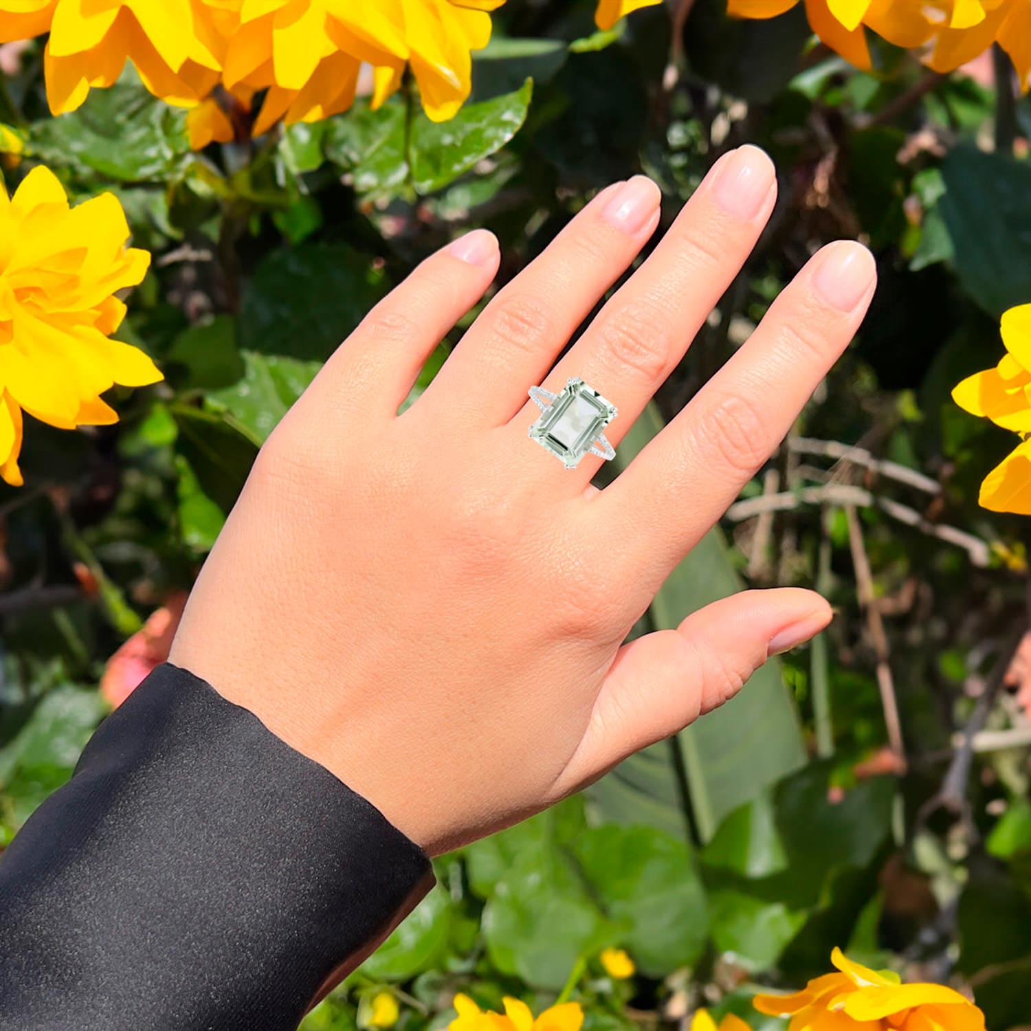 Contemporaneo Grande anello di ametista verde Topazio bianco 10,6 carati A. Silver in vendita