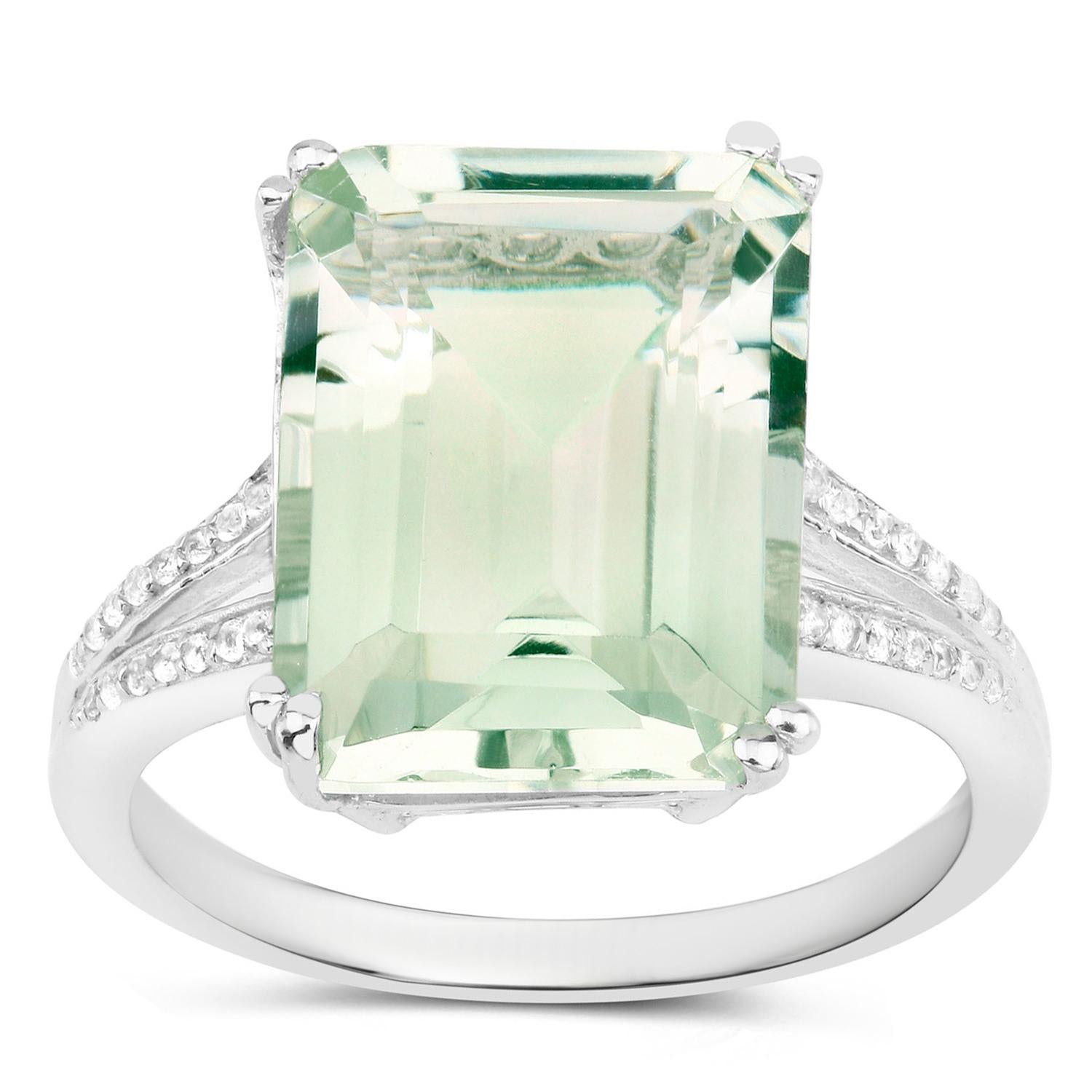 Grande anello di ametista verde Topazio bianco 10,6 carati A. Silver In condizioni ottime in vendita a Punta Gorda, FL