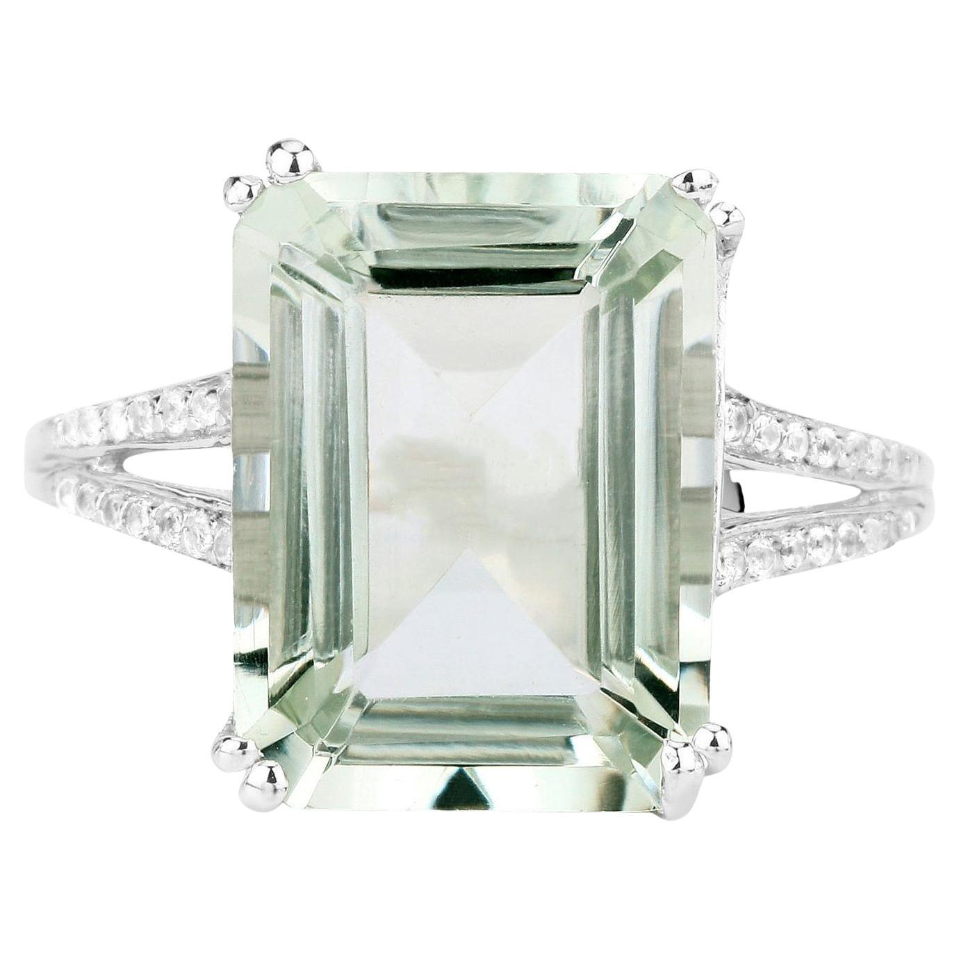 Grande anello di ametista verde Topazio bianco 10,6 carati A. Silver in vendita