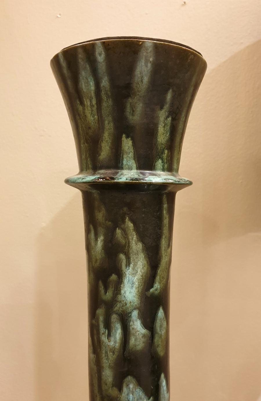 Large Green Ceramic Amphora Vases - a pair For Sale 2