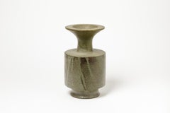 Large Green and Grey Ceramic Vase Signed Chance 1973 French Pottery