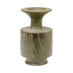 Large Green and Grey Ceramic Vase Signed Chance 1973 French Pottery