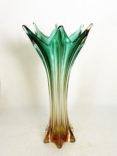 Grand vase italien vert et transparent, Italie, 1950