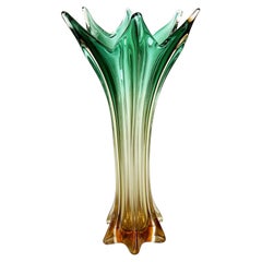 Grand vase italien vert et transparent, Italie, 1950