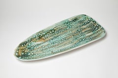 Large Green and White 20th Century Decorative Ceramic Plate by Nidervillers 1970