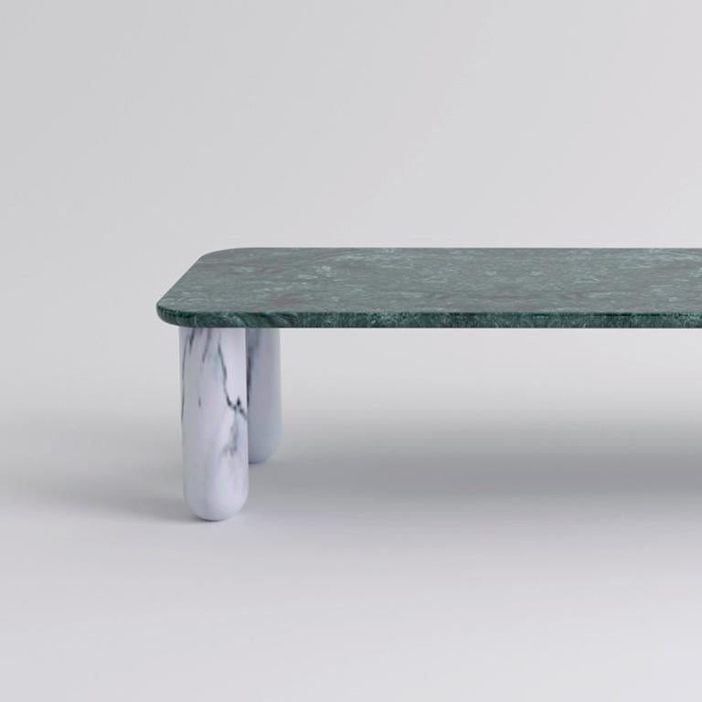 Moderne Grande table basse « Sunday » en marbre vert et blanc, Jean-Baptiste Souletie en vente