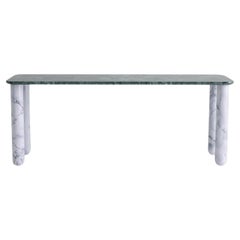 Gran mesa de comedor "Sunday" de mármol verde y blanco, Jean-Baptiste Souletie
