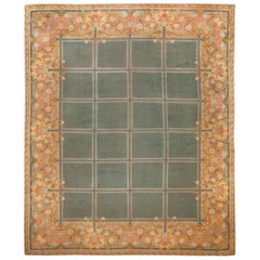 Large Green Antique Spanish Savonnerie Carpet. Size: 15 ft 6 in x 19 ft