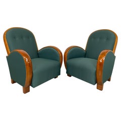 Large Green Art Deco Armchairs
