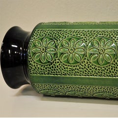 Large Green Bay Ceramic Vase Model 973-45 from the 1960s, W. Germany