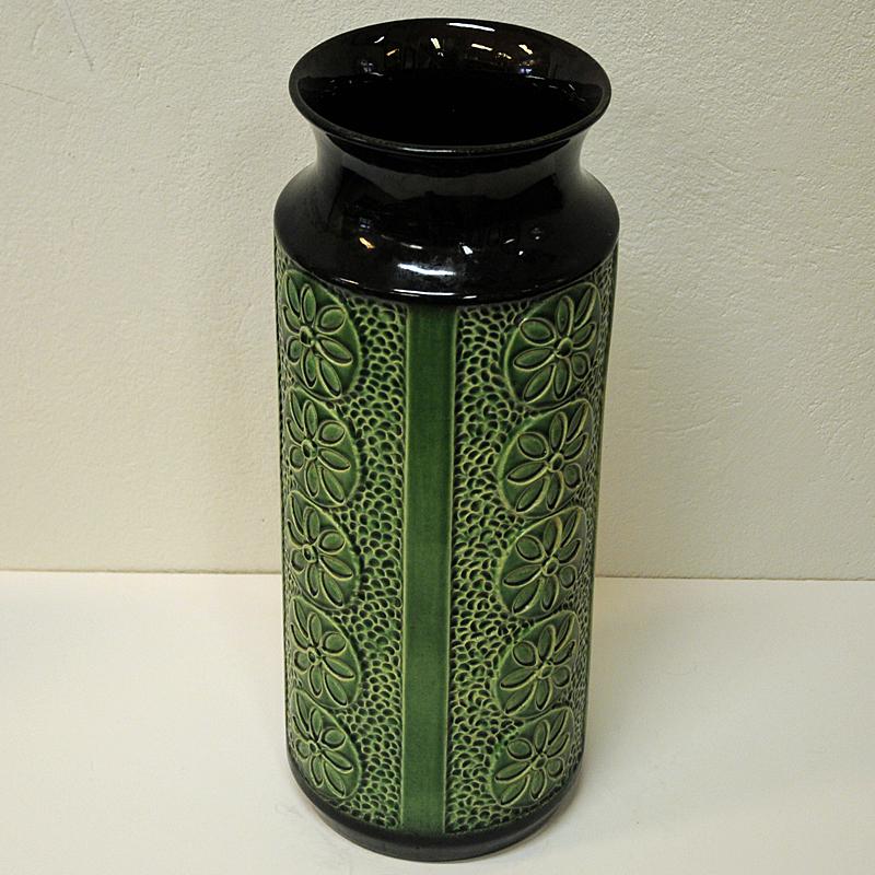 Glazed Large Green Bay Ceramic Vase Model 973-45 from the 1960s, W. Germany