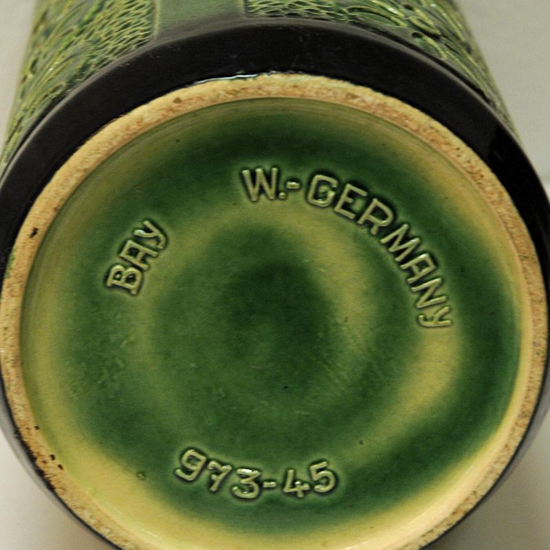 Mid-20th Century Large Green Bay Ceramic Vase Model 973-45 from the 1960s, W. Germany