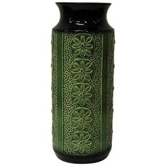 Large Green Bay Ceramic Vase Model 973-45 from the 1960s, W. Germany