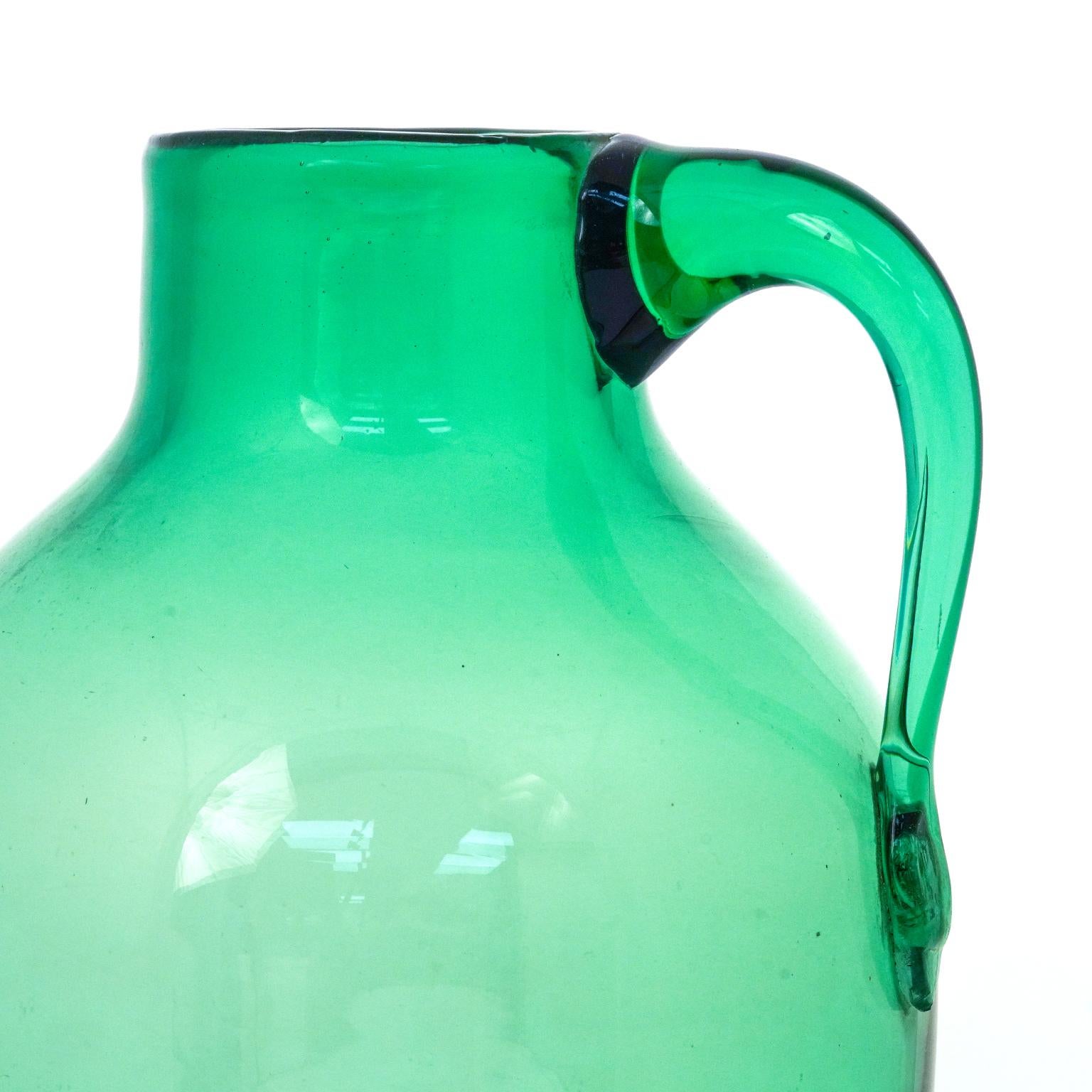 Mid-Century Modern Large Green Blenko Jug Vase 50's For Sale