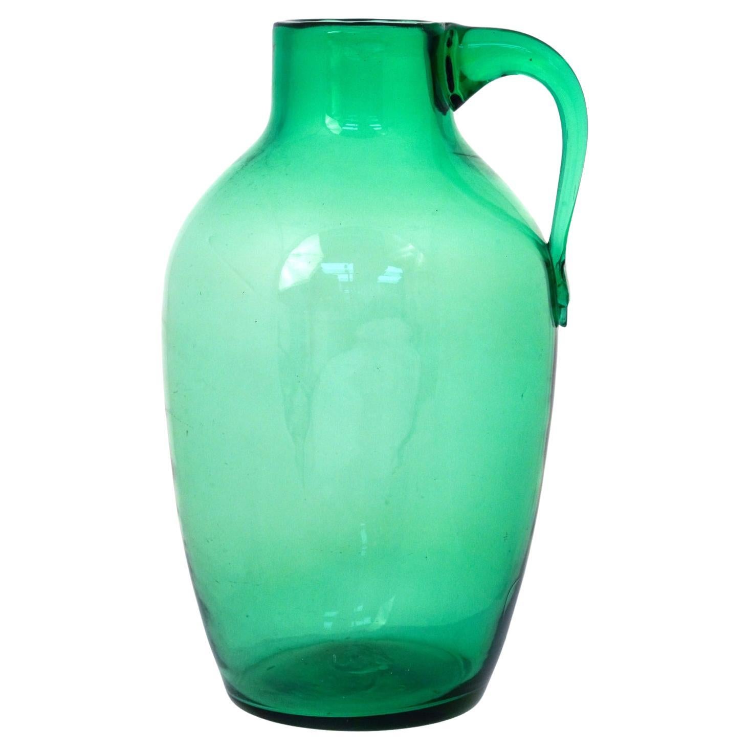 Large Green Blenko Jug Vase 50's For Sale