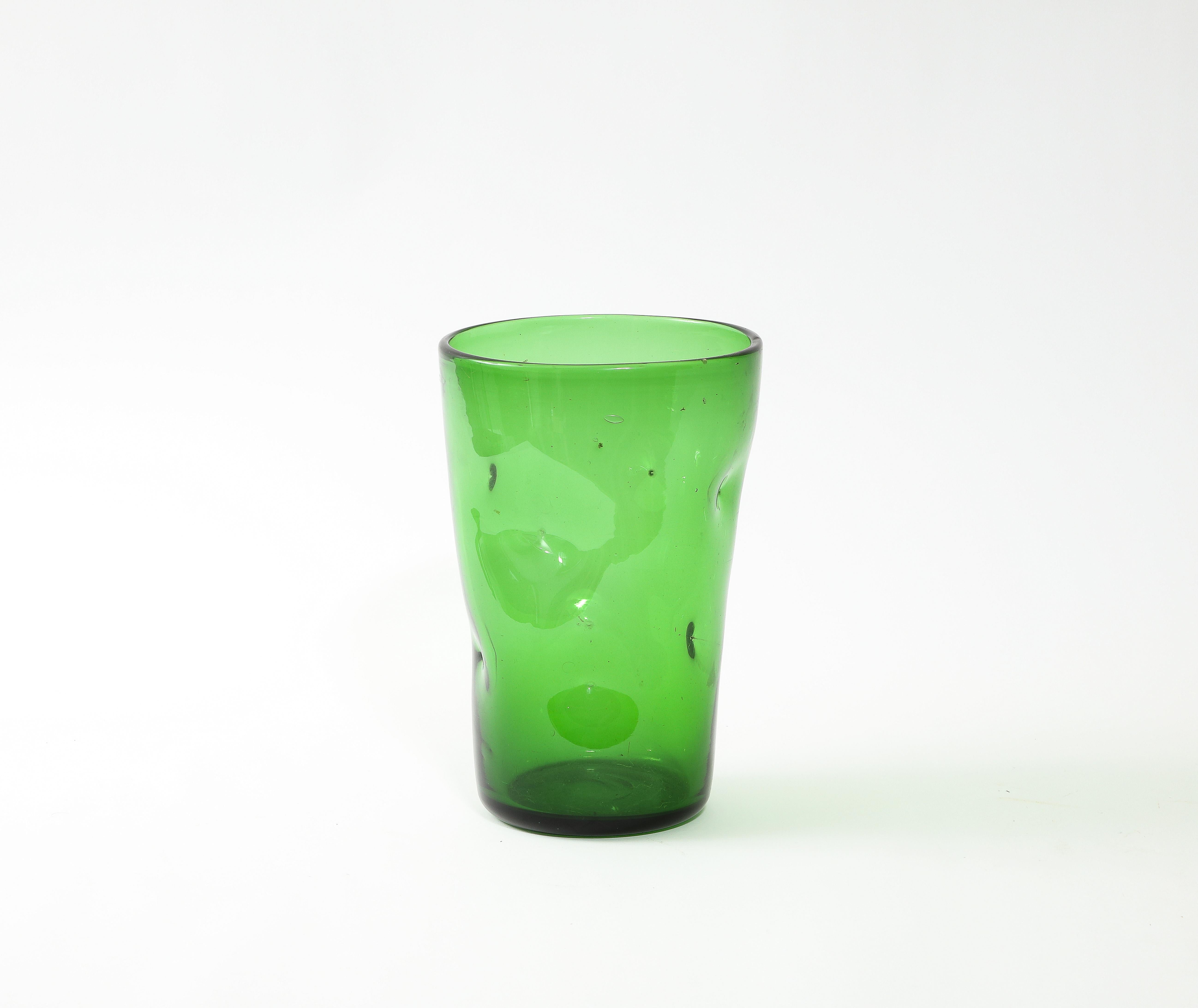 Italian Large Green Blown Glass Vase, Italy 1960's For Sale