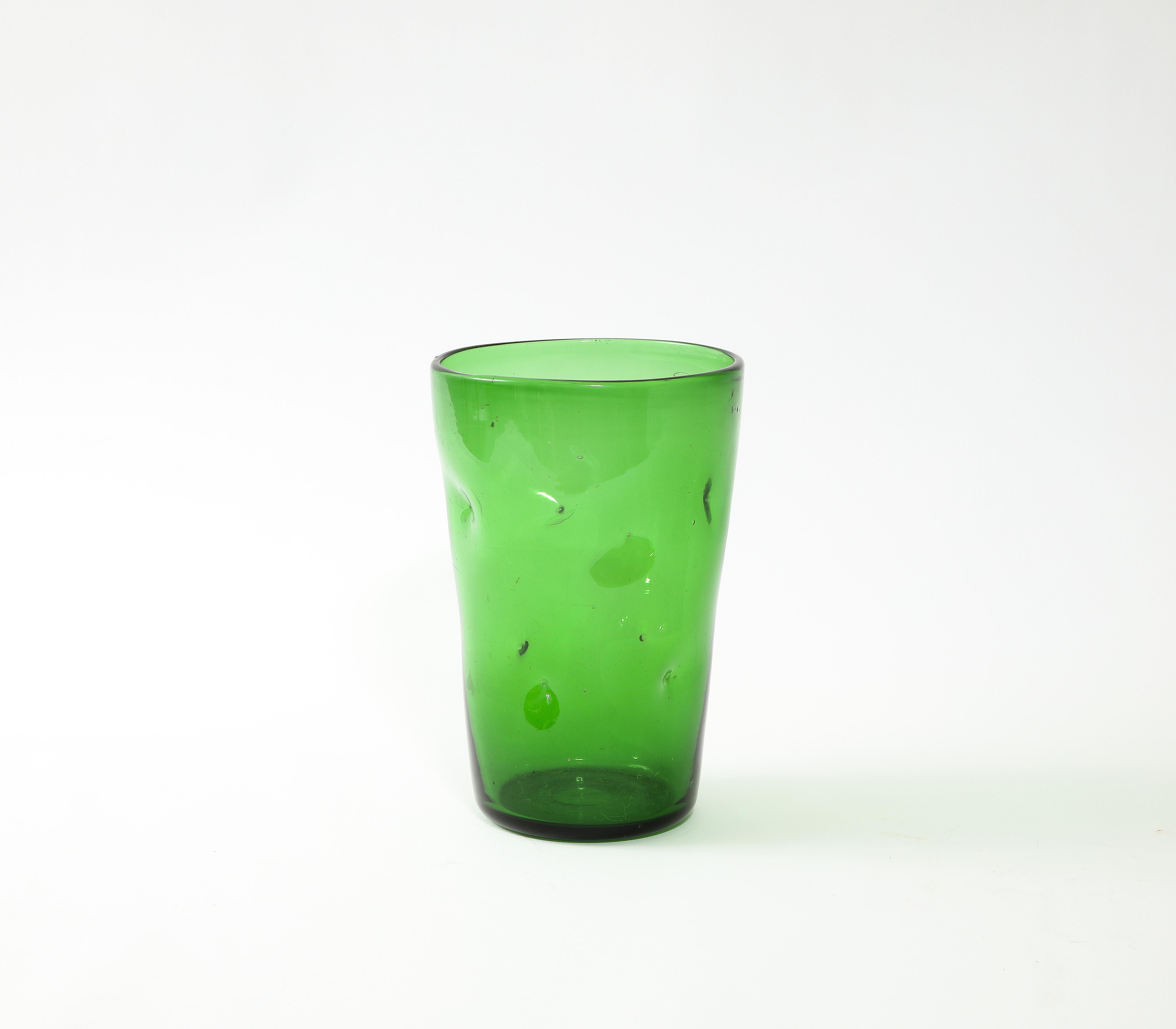 Mid-20th Century Large Green Blown Glass Vase, Italy 1960's For Sale