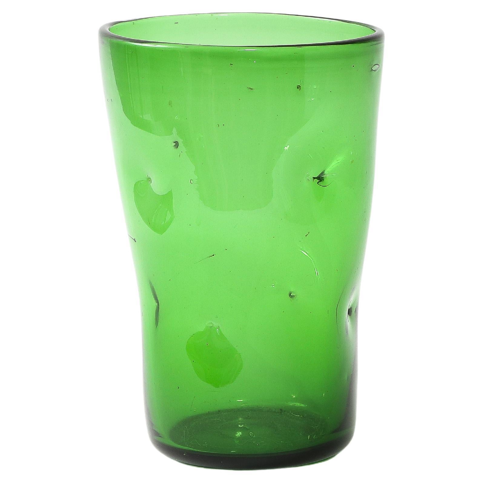 Large Green Blown Glass Vase, Italy 1960's