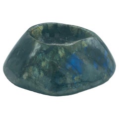 Large Green, Blue and Yellow Natural Labradorite Centerpiece, Italy, 1970s