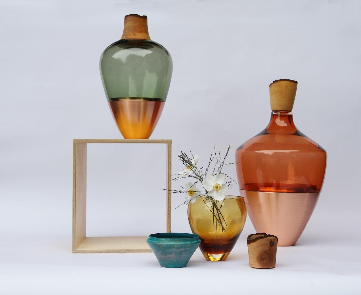 Filé Grand vase d'Inde vert bleu II, Pia Wüstenberg en vente