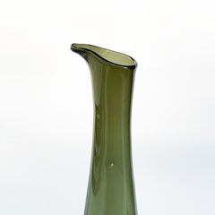 Large Green Bottle in Blown Glass, Murano, Italy 1970s Mid-Century Modern